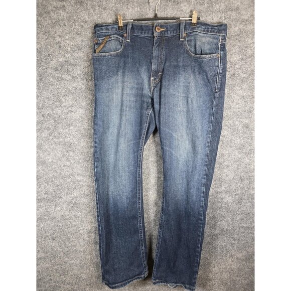 Ariat M7 Legacy Jeans Mens 36x30 Blue Slim Fit Straight Leg Distressed Denim - Picture 1 of 11